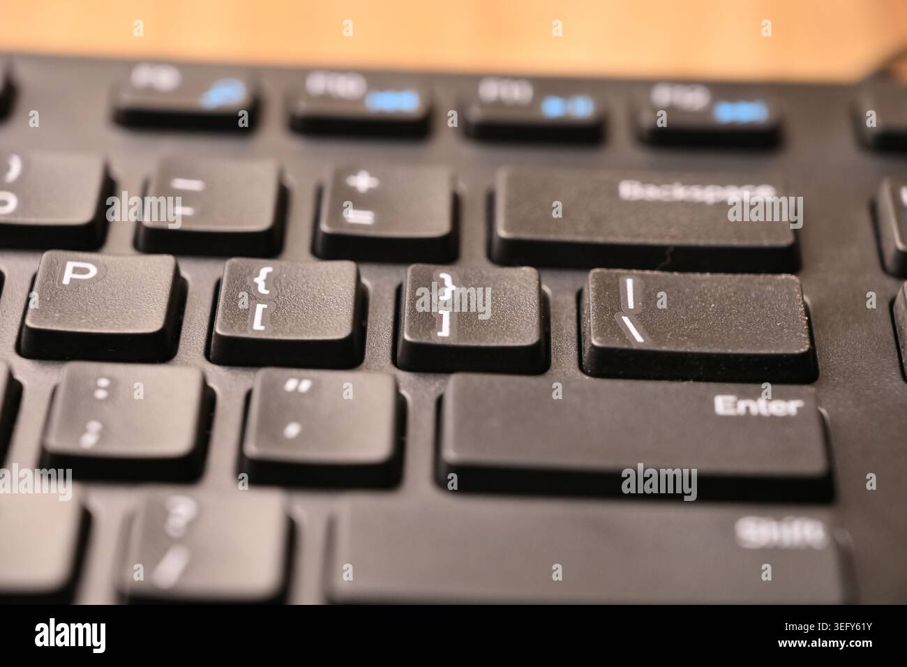 Angled Top View Macro Close-Up Black Computer Keyboard Highlighting ...