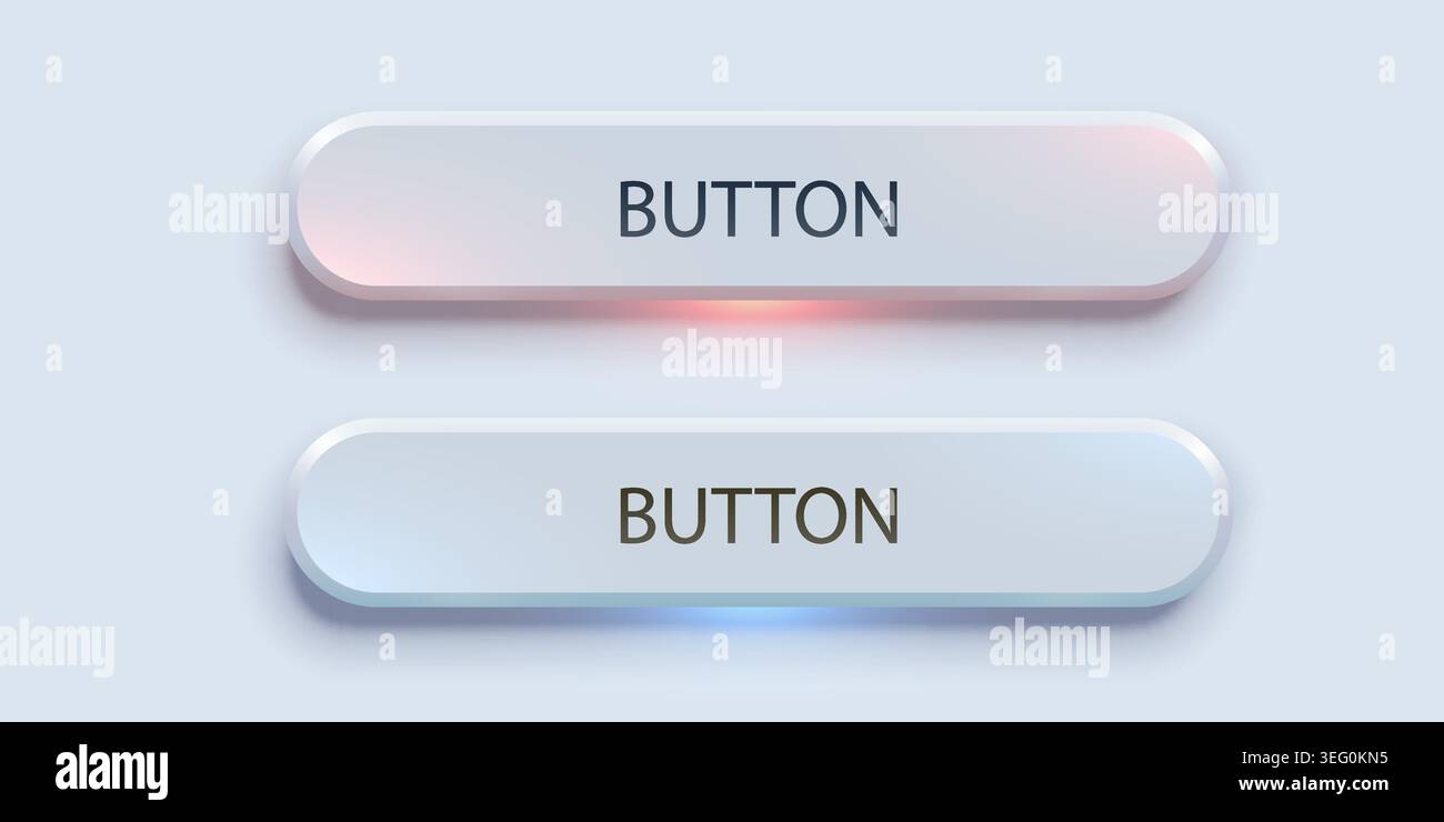 Neumorphic UI button elements set. Modern soft light design for web interface and application. Vector illustration Stock Vector