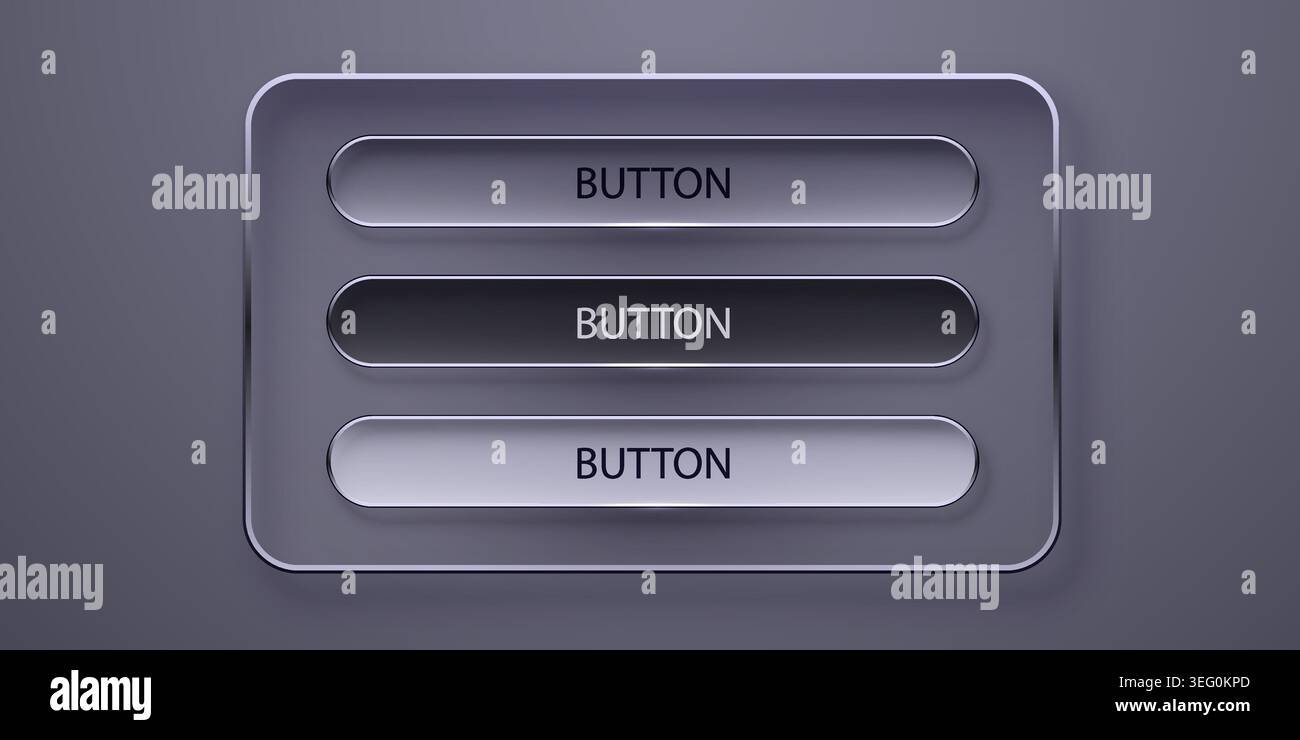Neumorphic UI design elements with modern button components for interface development. Vector illustration Stock Vector