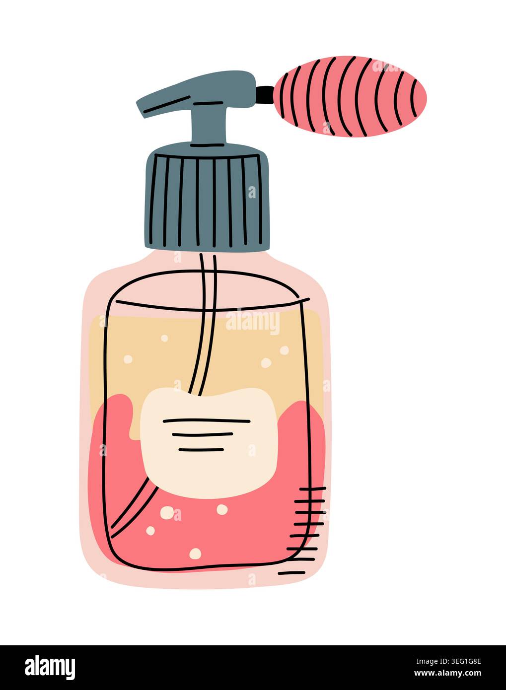Pink liquid soap bottle with pump dispenser. Stock Vector