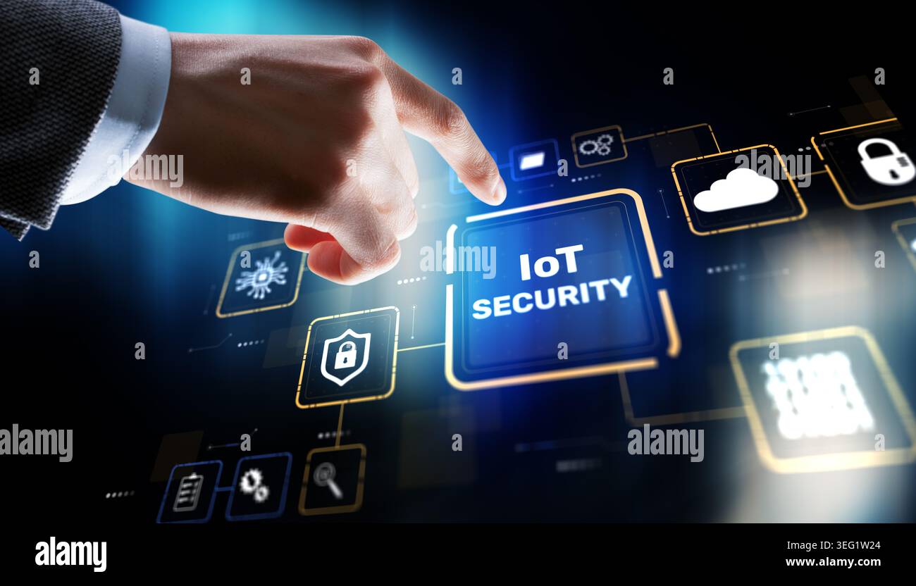 Cybersecurity protection for smart home IoT devices and connected network systems. Stock Photo