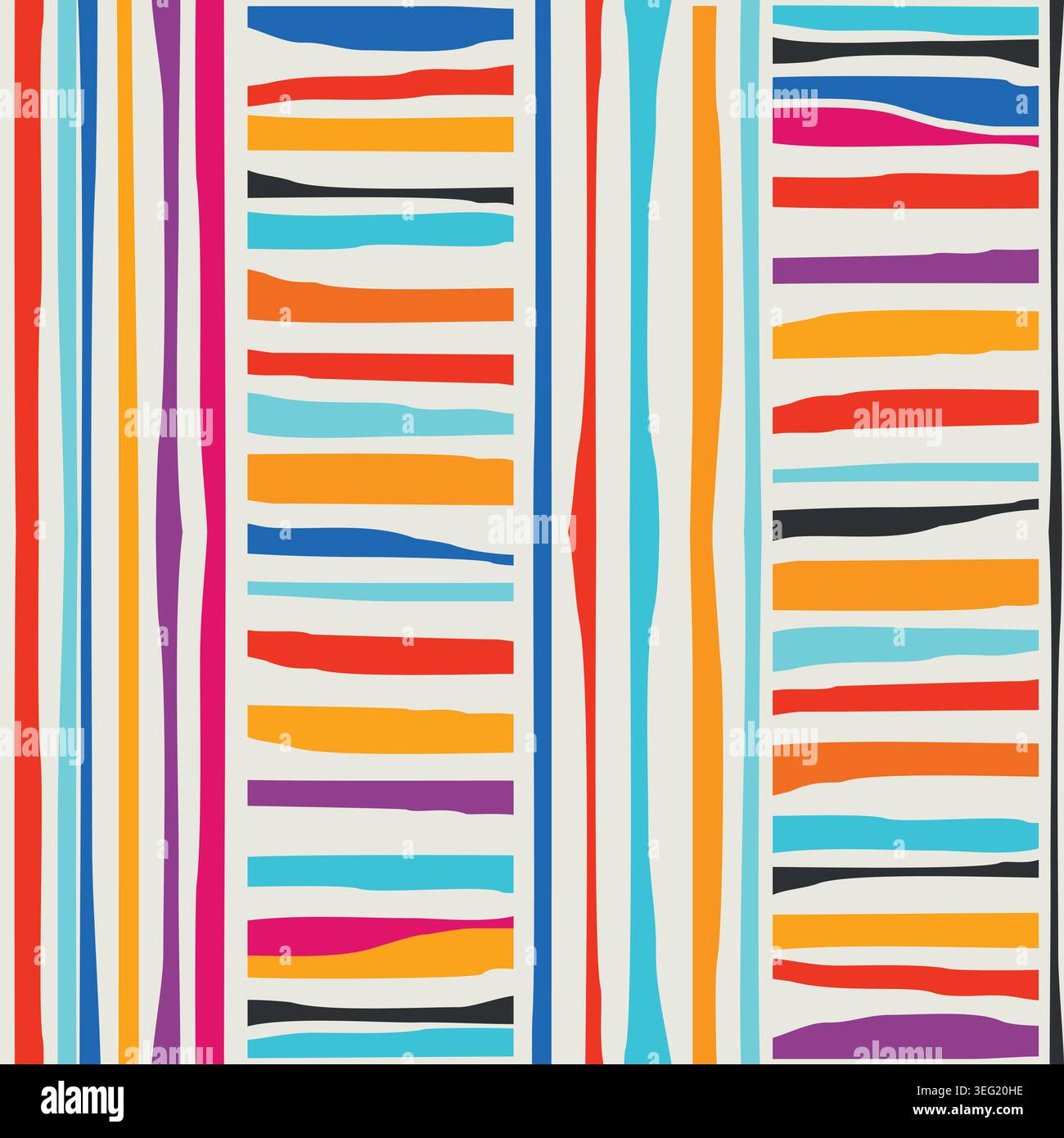 Seamless stripe pattern. Vector doodle geometric carpet. Hand drawn stripes design for ceramic tile, wallpaper, linoleum, textile Stock Vector