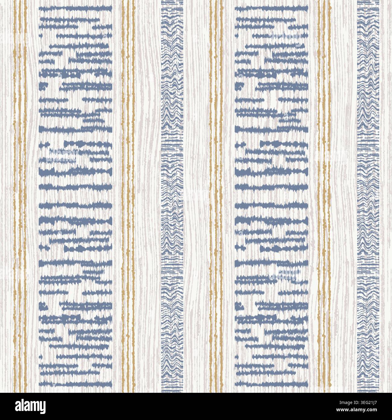 Modern seamless geometric pattern on mottled texture background.  Abstract background with hand drawn smearing random lines. Vector Stock Vector