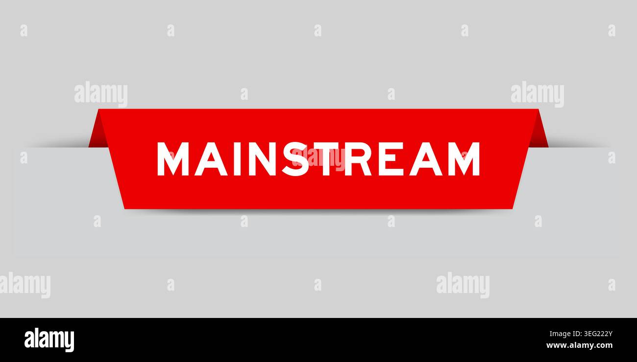 Red color inserted label with word mainstream on gray background Stock Vector