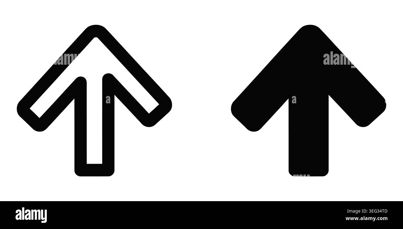Black arrow icons pointing up in solid and outline style Vector Stock Vector