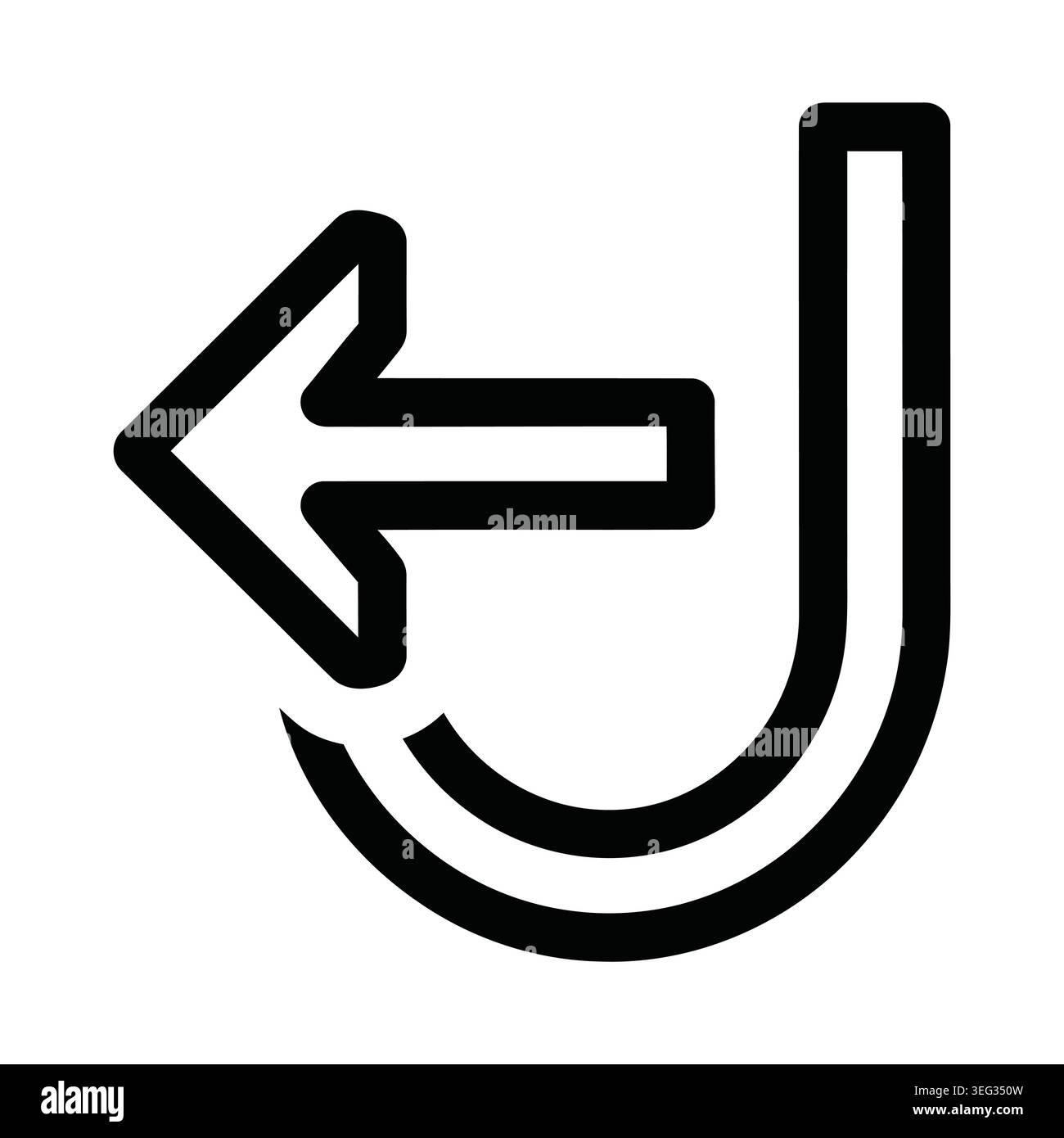 Black outline return arrow icon pointing left Vector Stock Vector