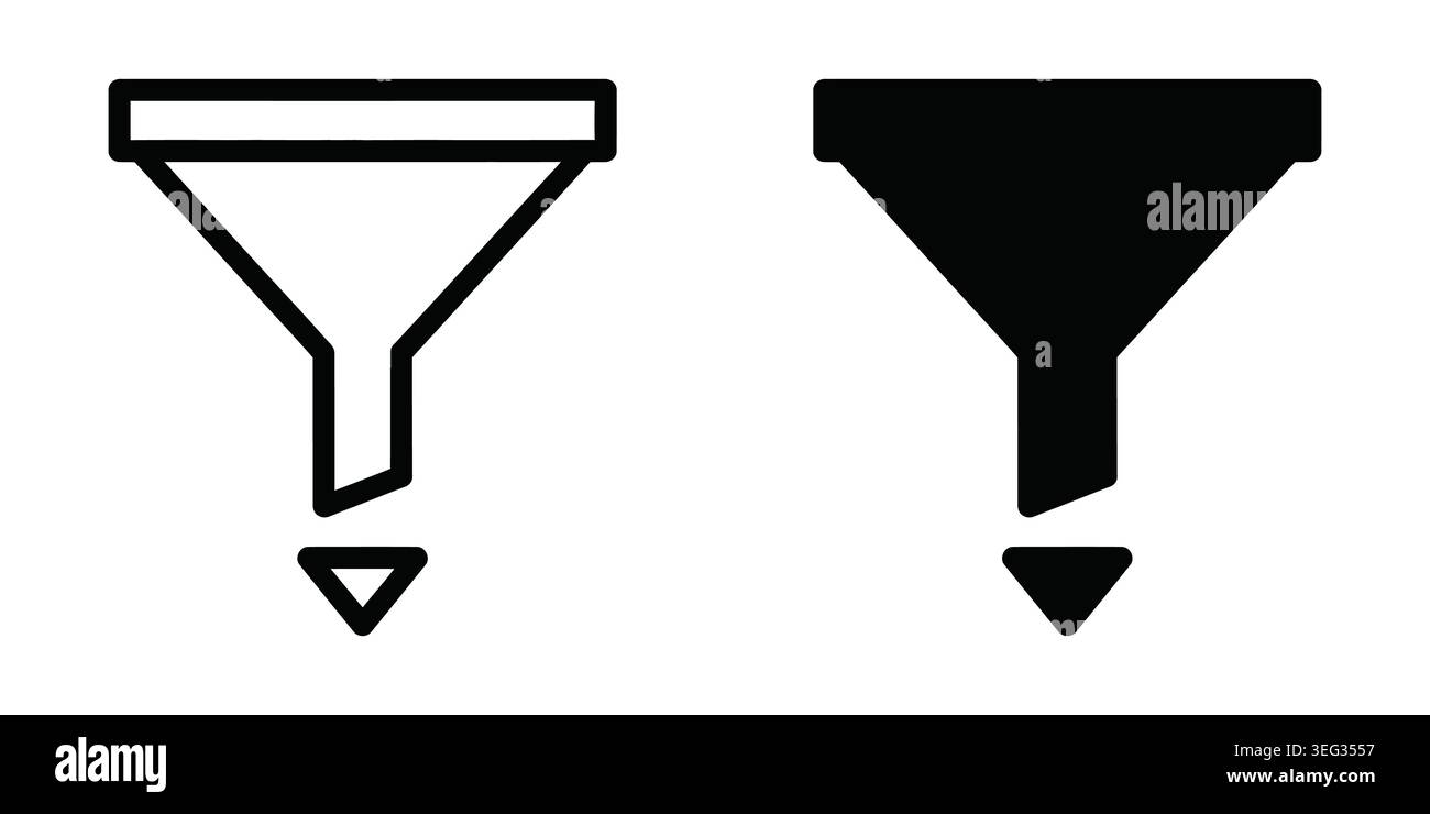 Funnel icon set for data filtering and sorting in web and mobile applications Vector Stock Vector