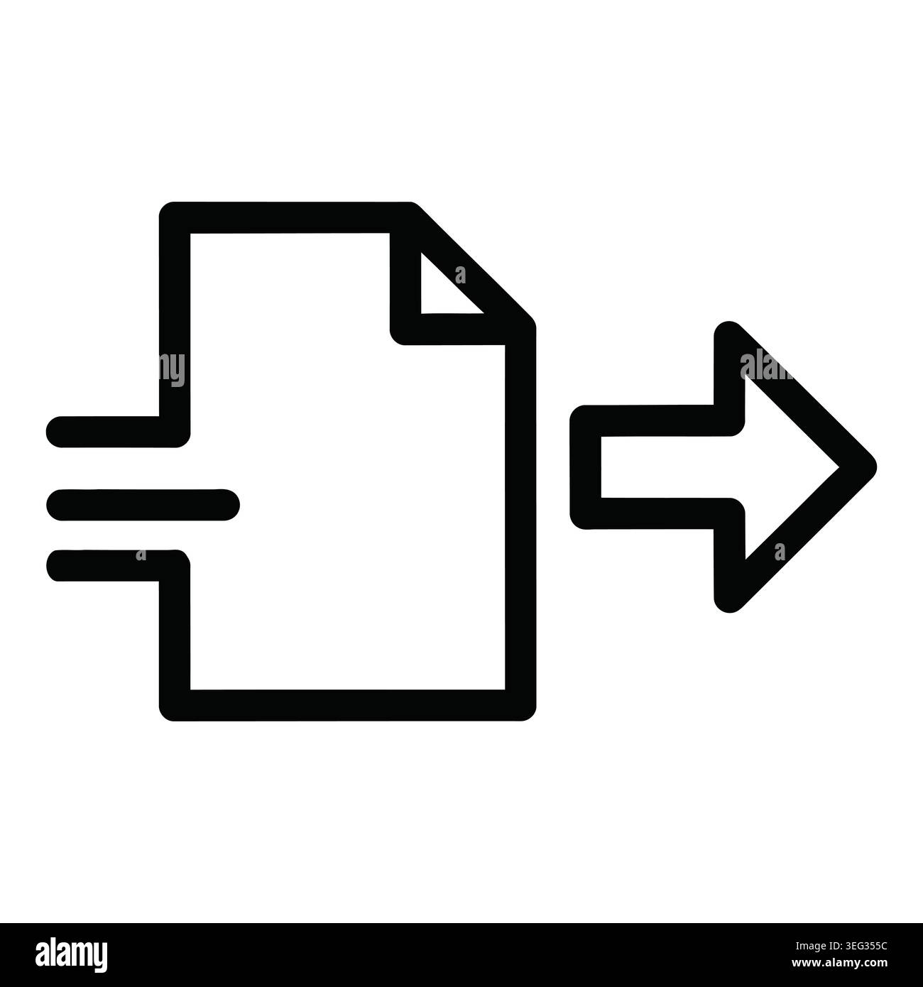 Document file icon with an arrow showing data export or transfer process Vector Stock Vector