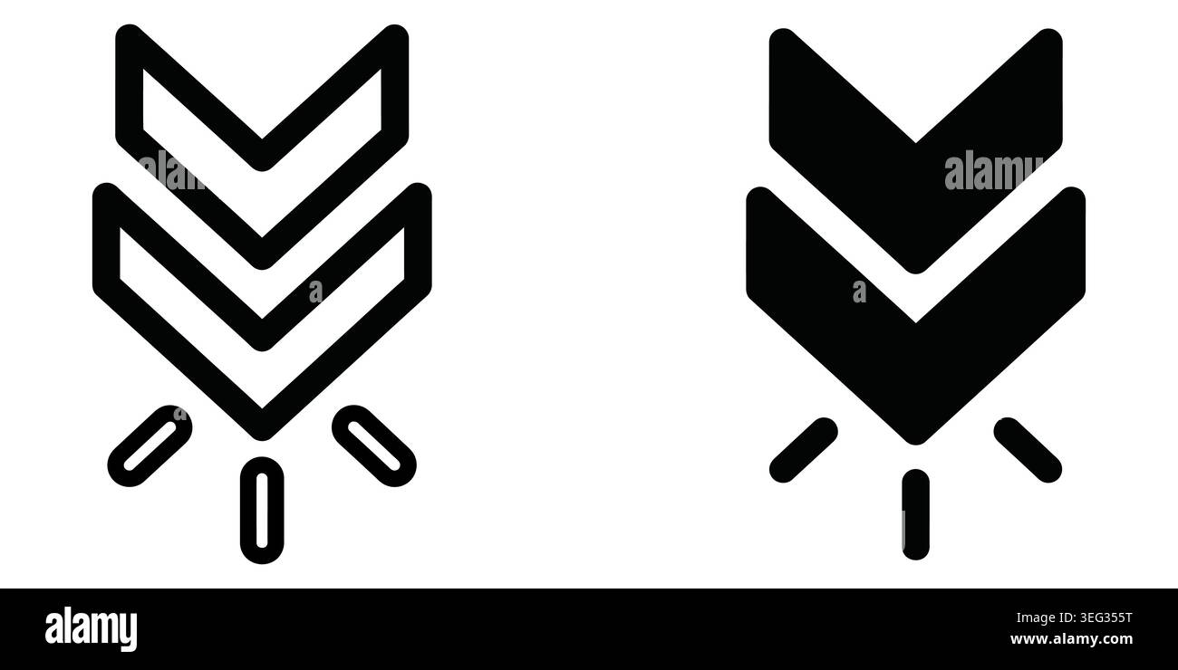 Double down arrow icons with movement speed lines for web and mobile interface Vector Stock Vector
