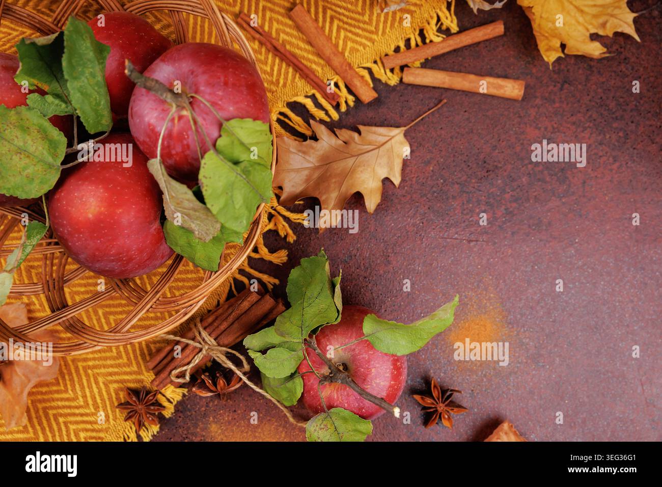 Cozy Rustic Scene with Apples and Anise Stock Photo
