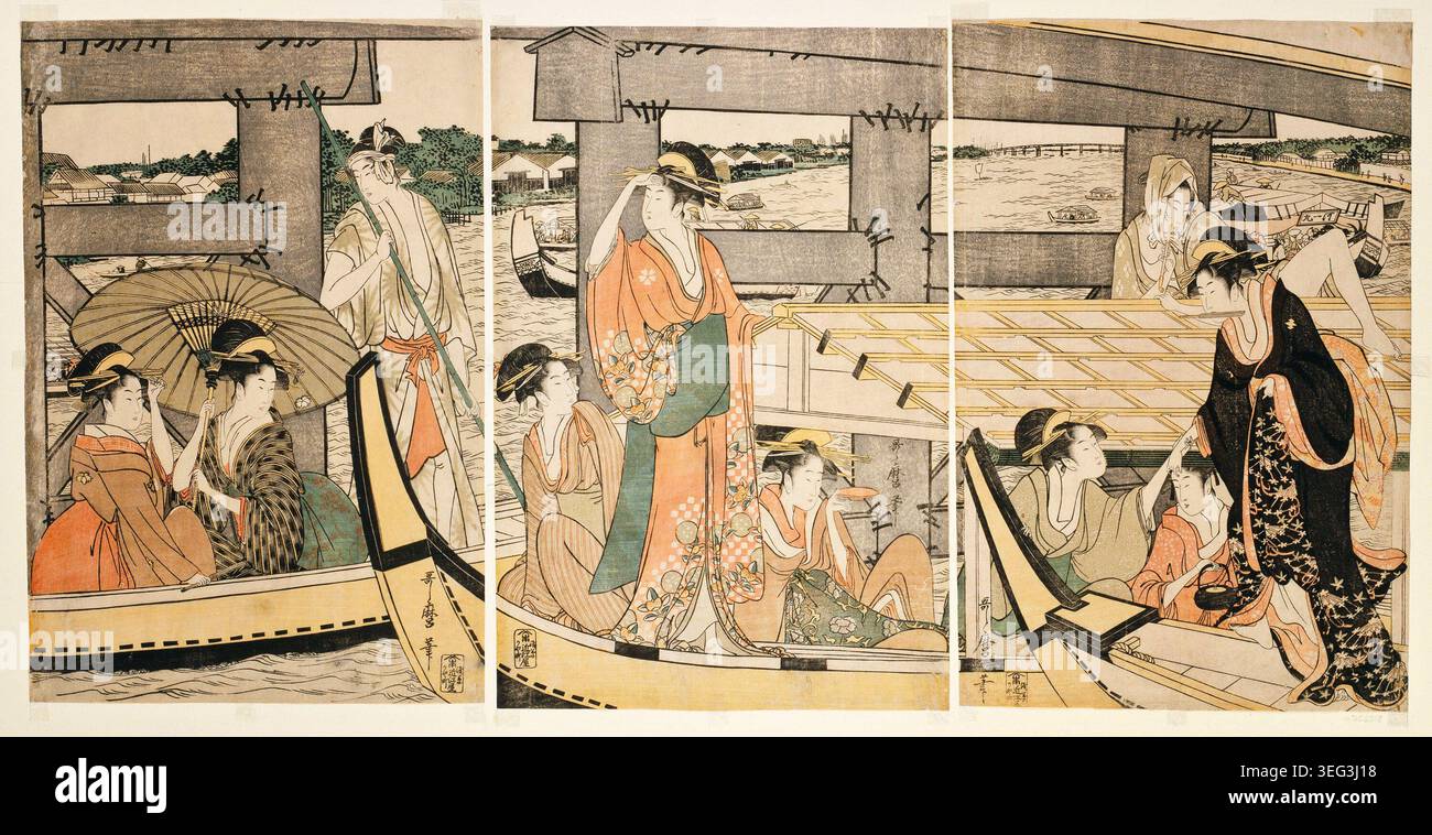 Pleasure-Boating on the Sumida River, 1788/90, Kitagawa Utamaro