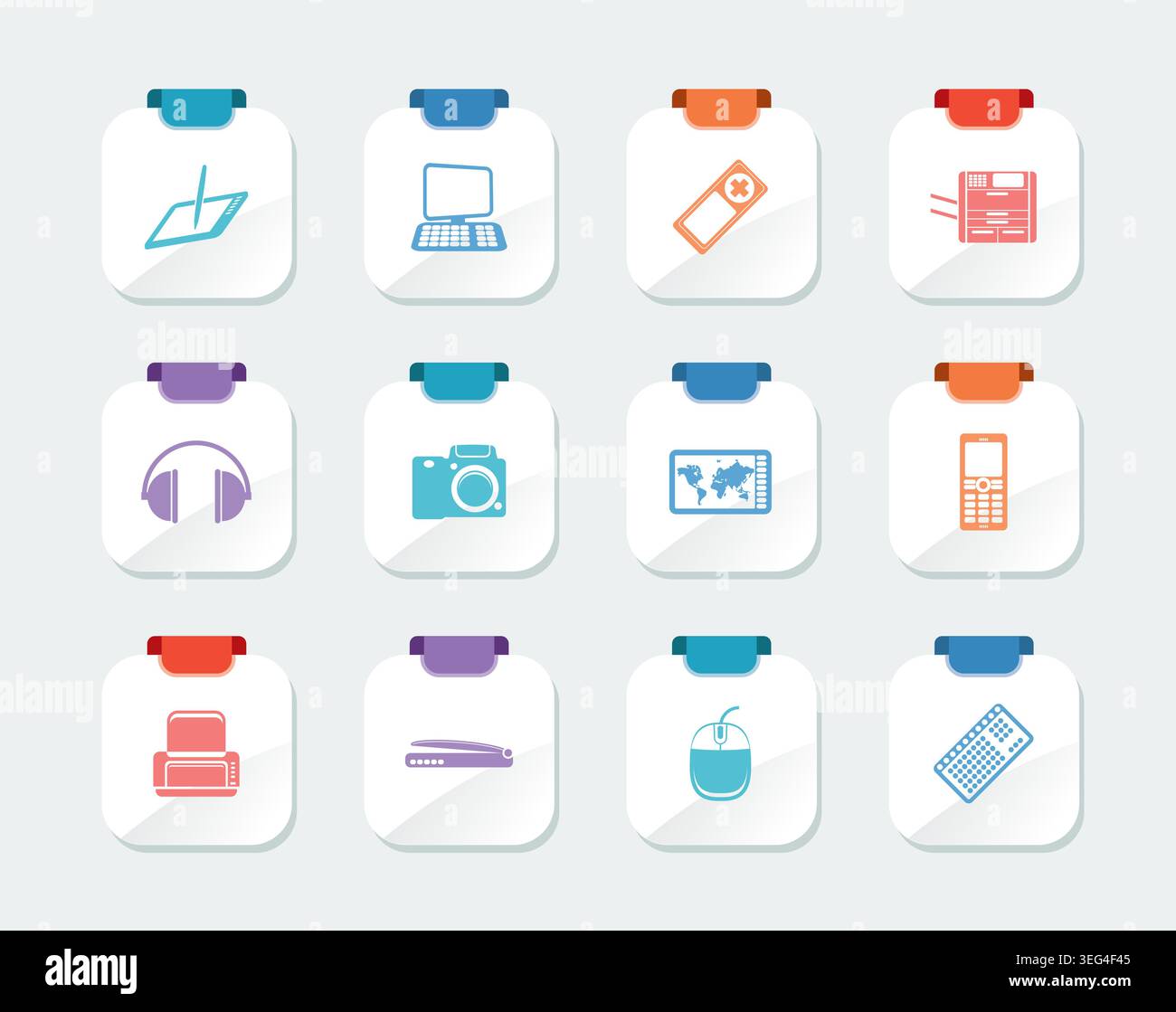 Bright Hi-tech technical equipment icons - vector icon set 3 Stock Vector