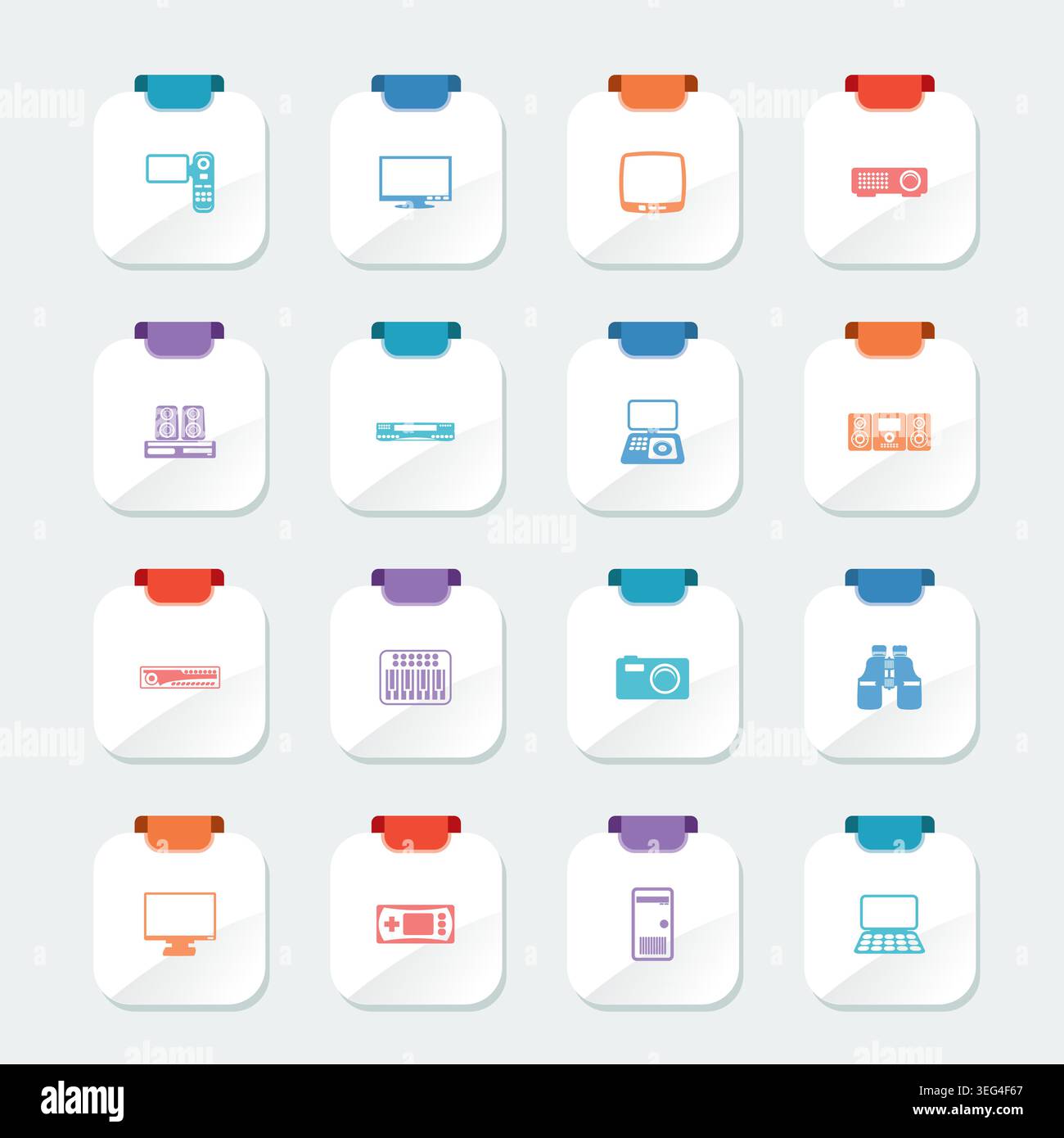 Bright Hi-tech equipment icons - vector icon set 2 Stock Vector
