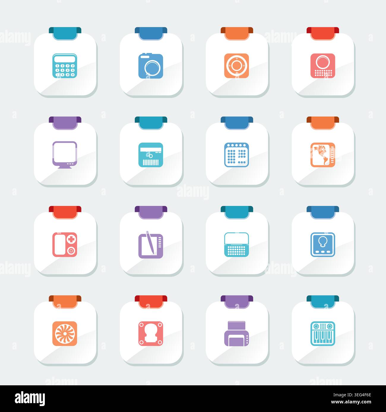 Bright Hi-tech and technology equipment - vector icon set 4 Stock Vector