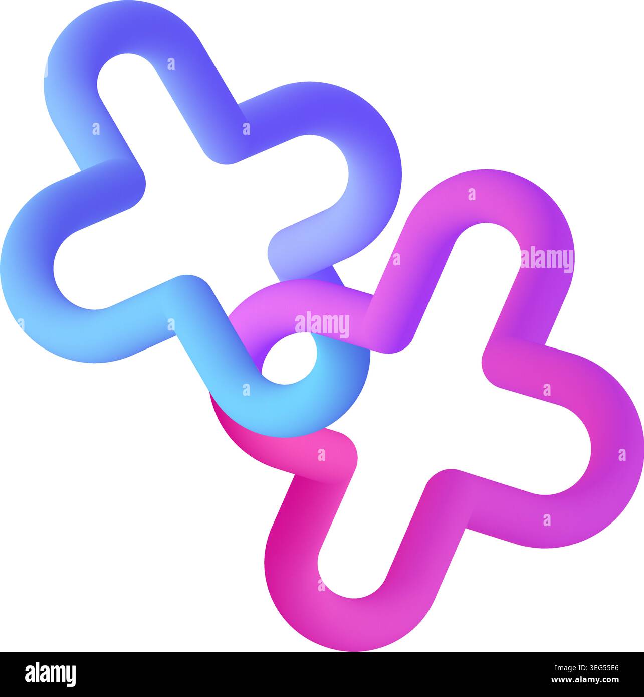 plus symbols intertwined 3d fluid line icon vector illustration Stock Vector