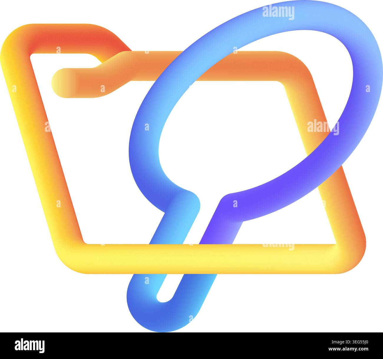 document folder search fluid 3d line icon vector illustration Stock Vector