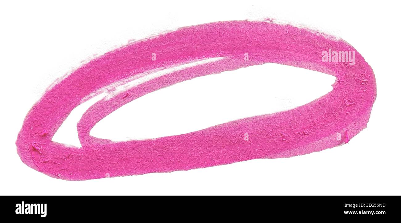 Pink marker circle loop highlight border isolated on white background Stock Photo