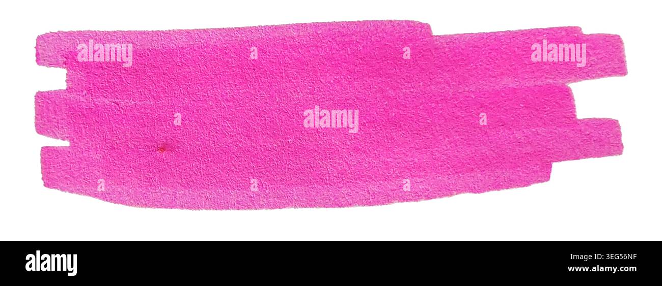 Pink highlighter marker textured rectangular block stroke isolated on white background Stock Photo