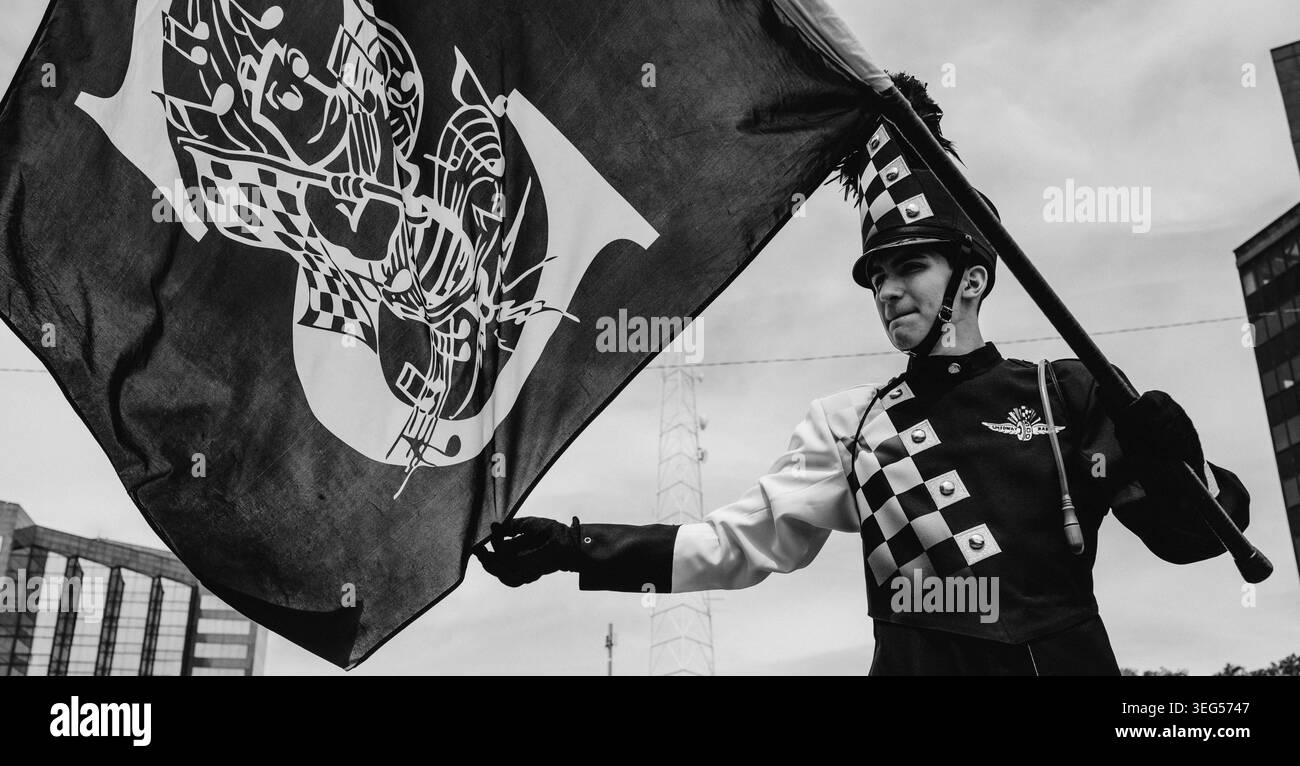 Flag indianapolis city united states Black and White Stock Photos ...