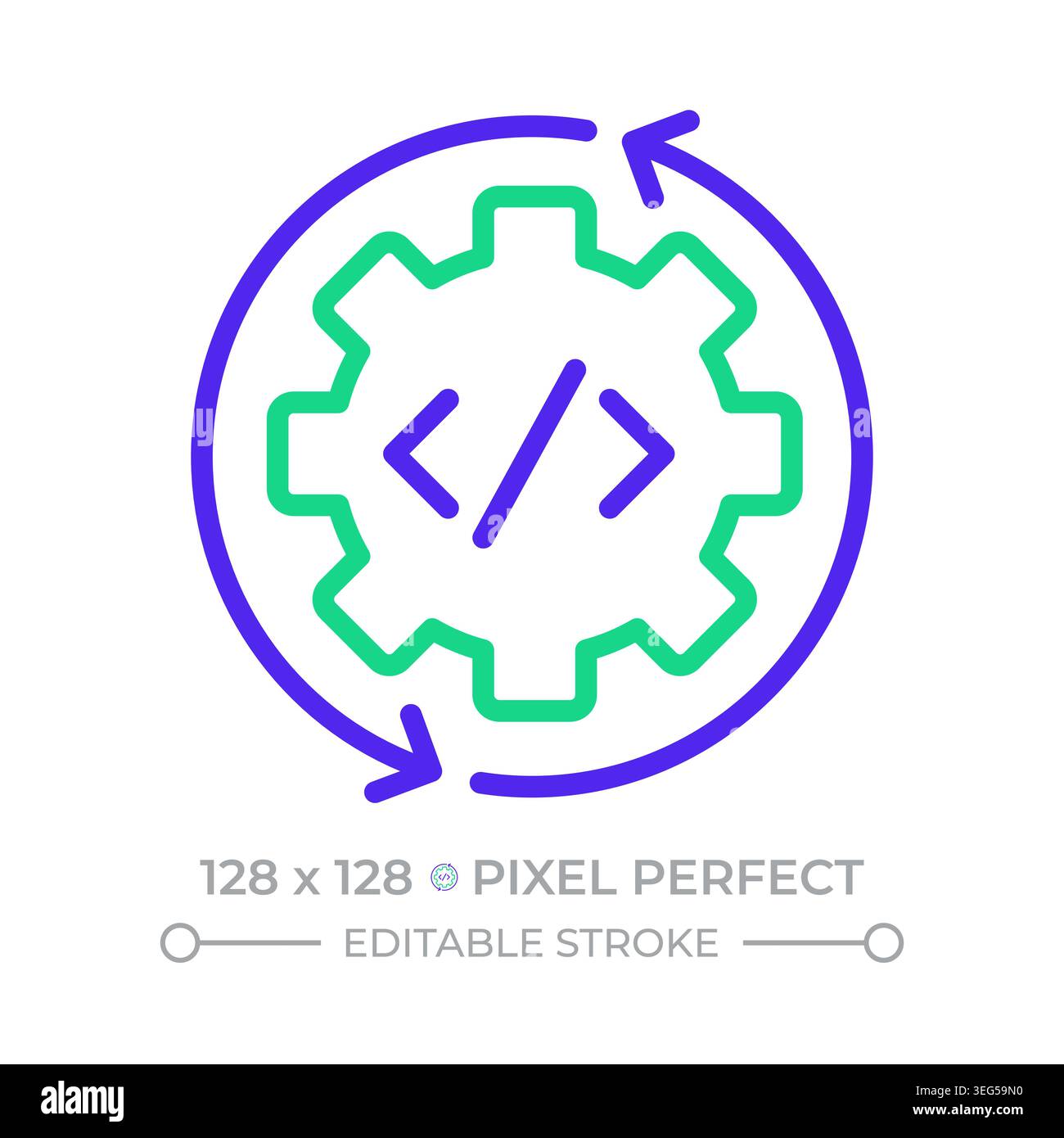 Continuous integration pixel perfect two color line icon Stock Vector