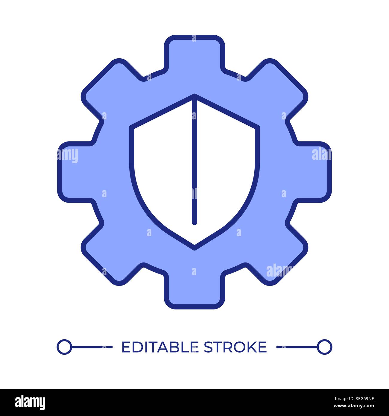 Shield with gear line color icon Stock Vector