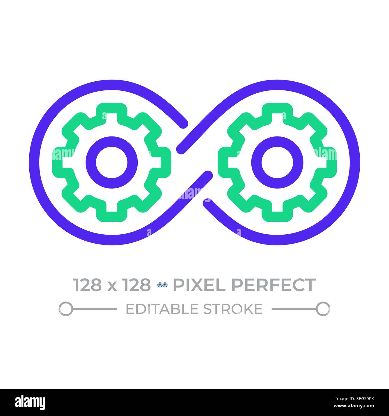 Devops pixel perfect two color line icon Stock Vector