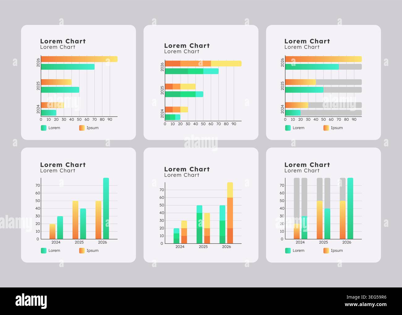 Bar charts vertical horizontal ui dashboard chart set Stock Vector