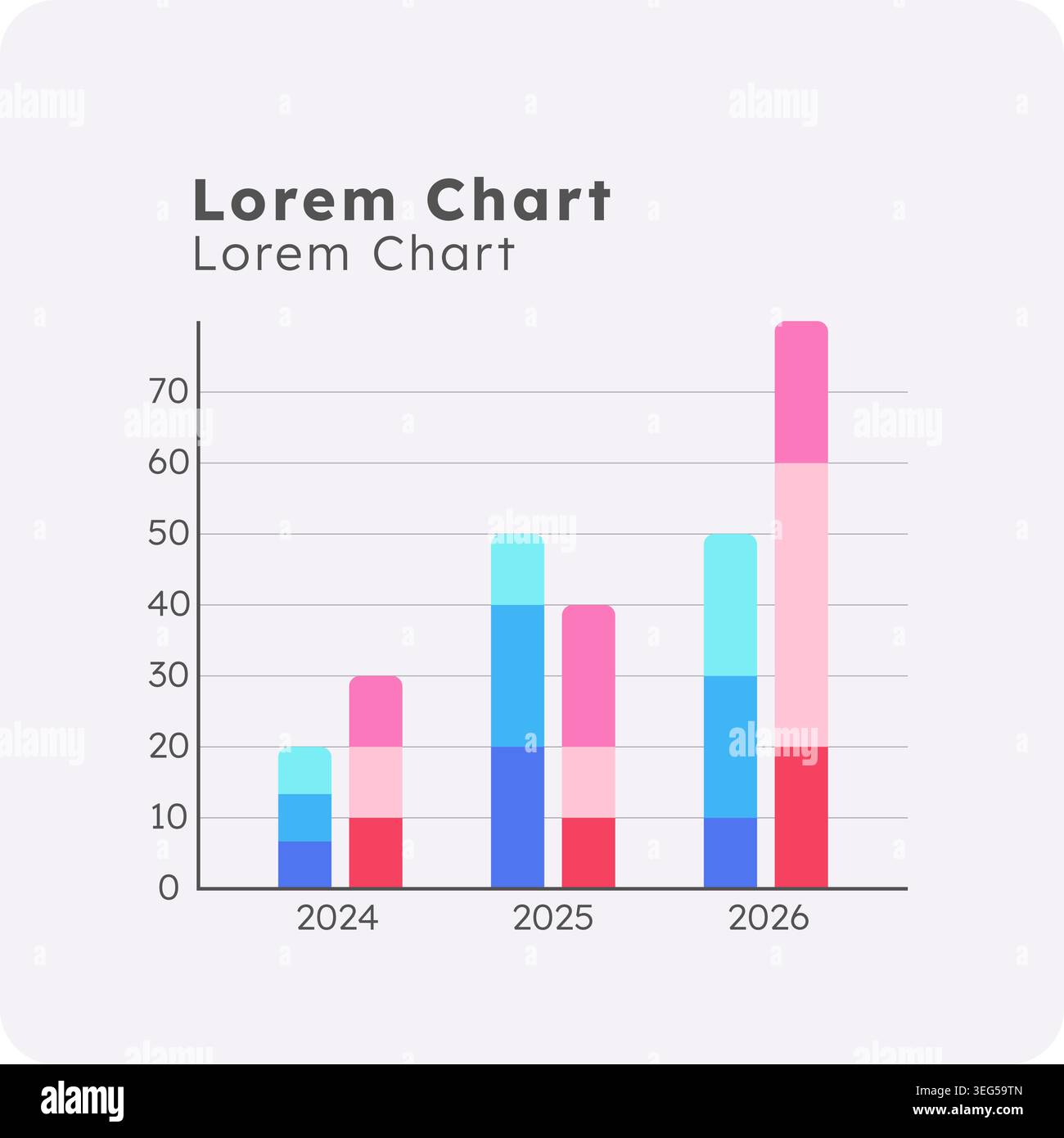 Stacked column chart infographic chart template Stock Vector