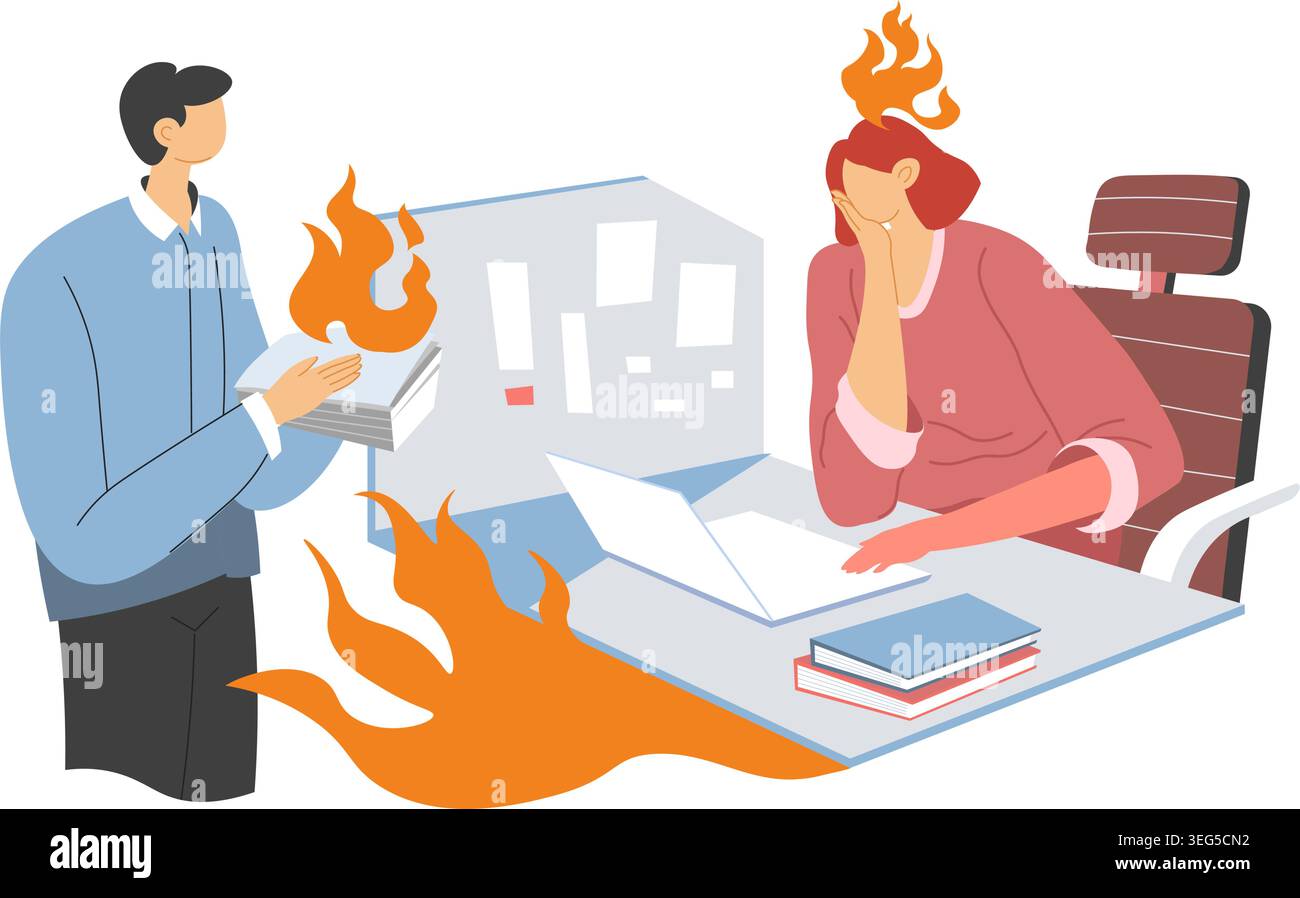 Stressed Female Worker Receiving Urgent Tasks Stock Vector