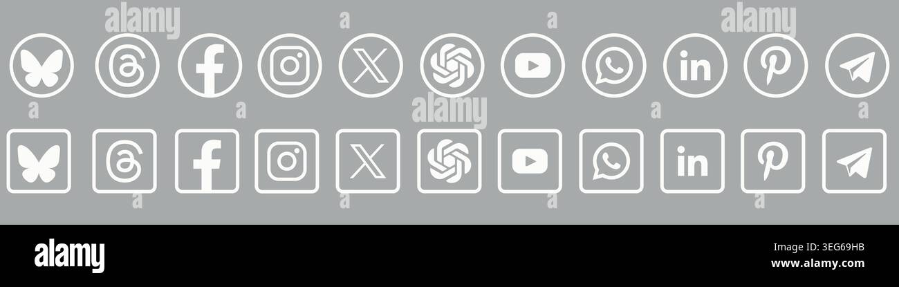 Set of social media icons. Social network vector symbols.. Vector illustration Stock Vector