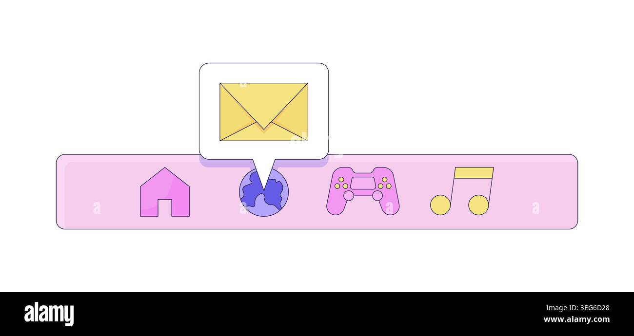 New email notification over Y2K computer UI 2D cartoon object Stock Vector