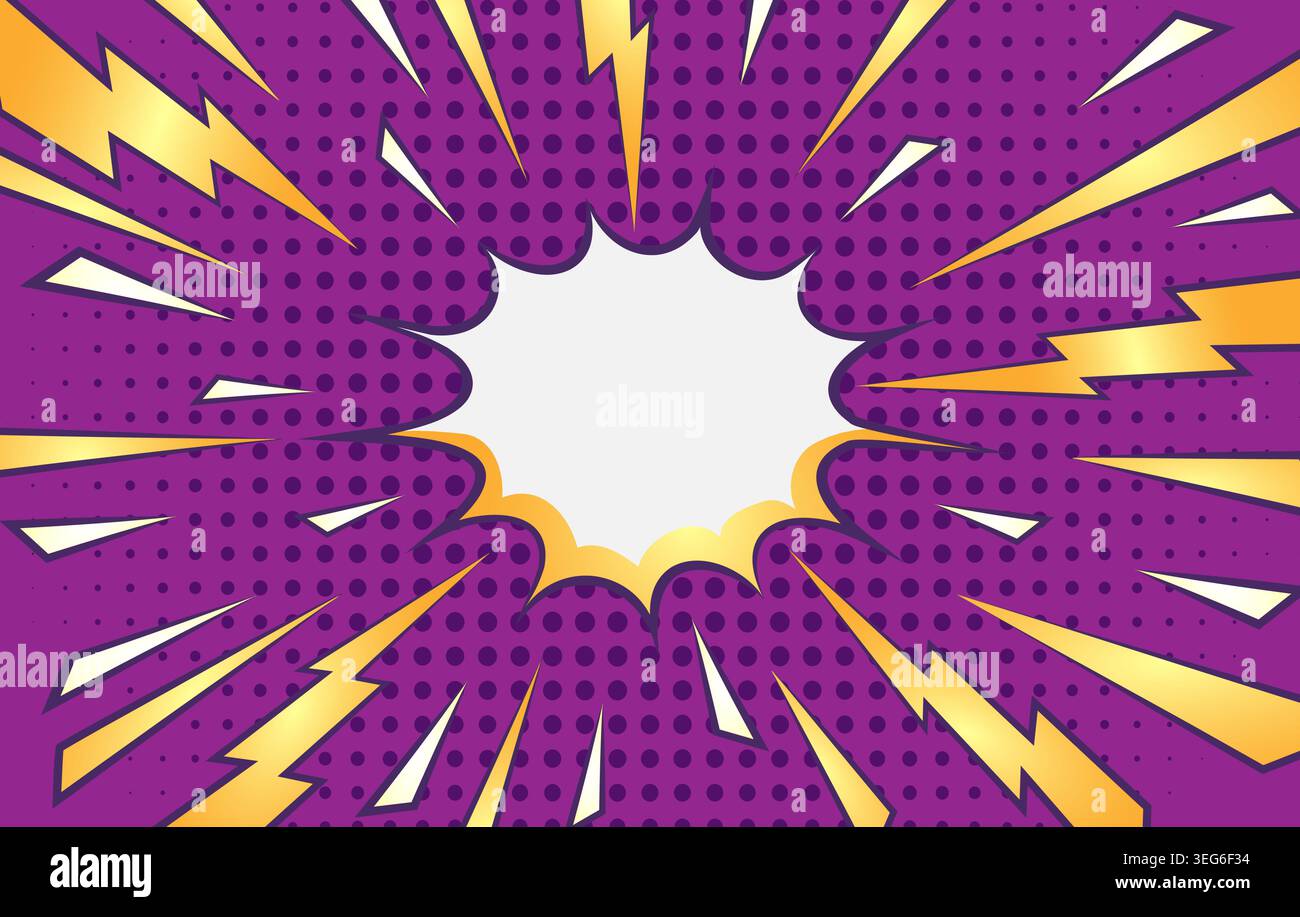 Comic cartoon halftone thunderbolts background Stock Vector