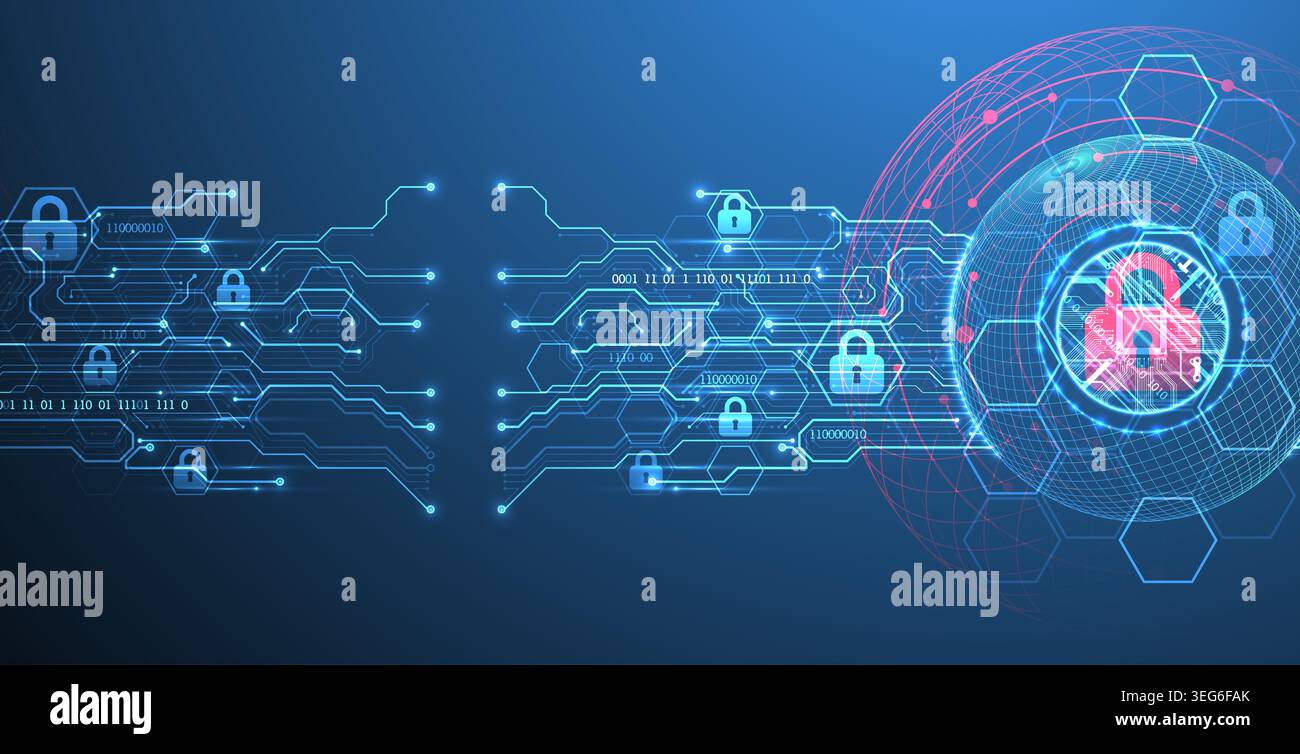 Data security Illustrates cyber data or information privacy idea. Color abstract  technology background. Vector Stock Photo