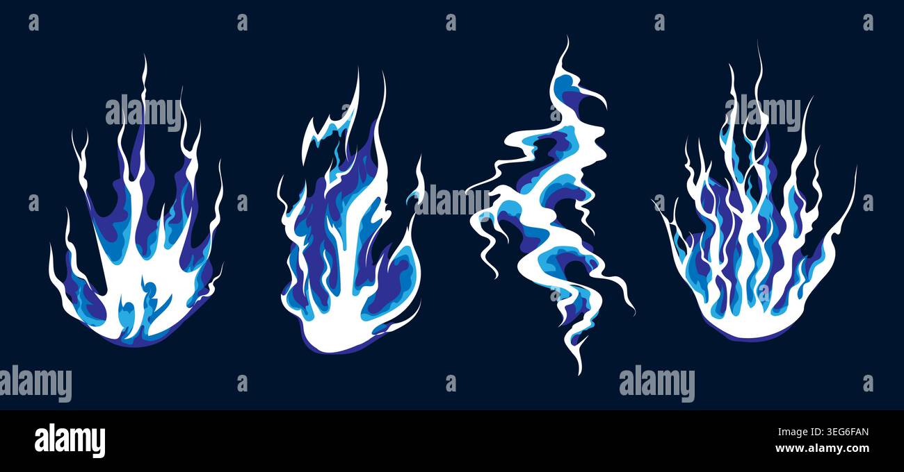 Lightning strike bolt silhouettes Stock Vector