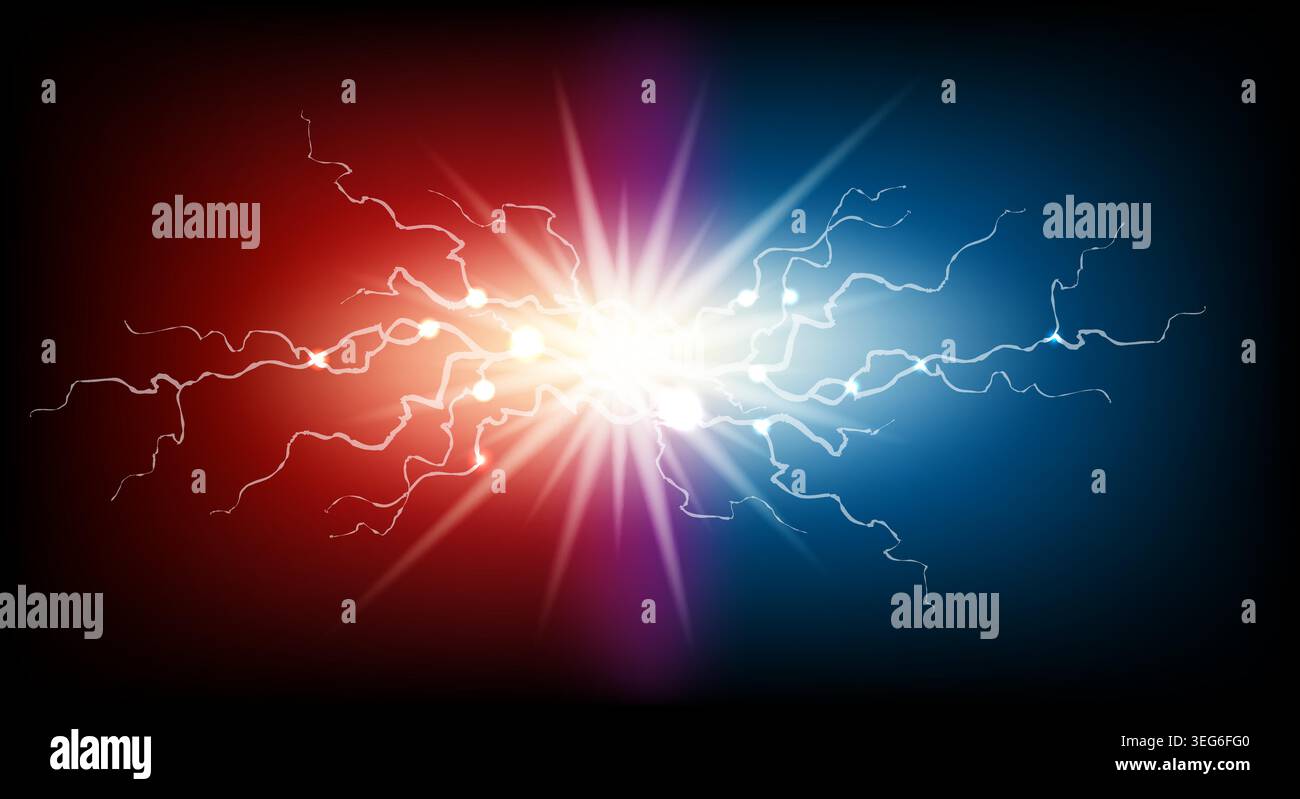Lightnings in red blue background Stock Vector