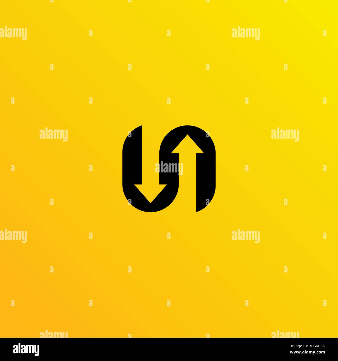 Letter UN Arrow Logo Design Stock Vector
