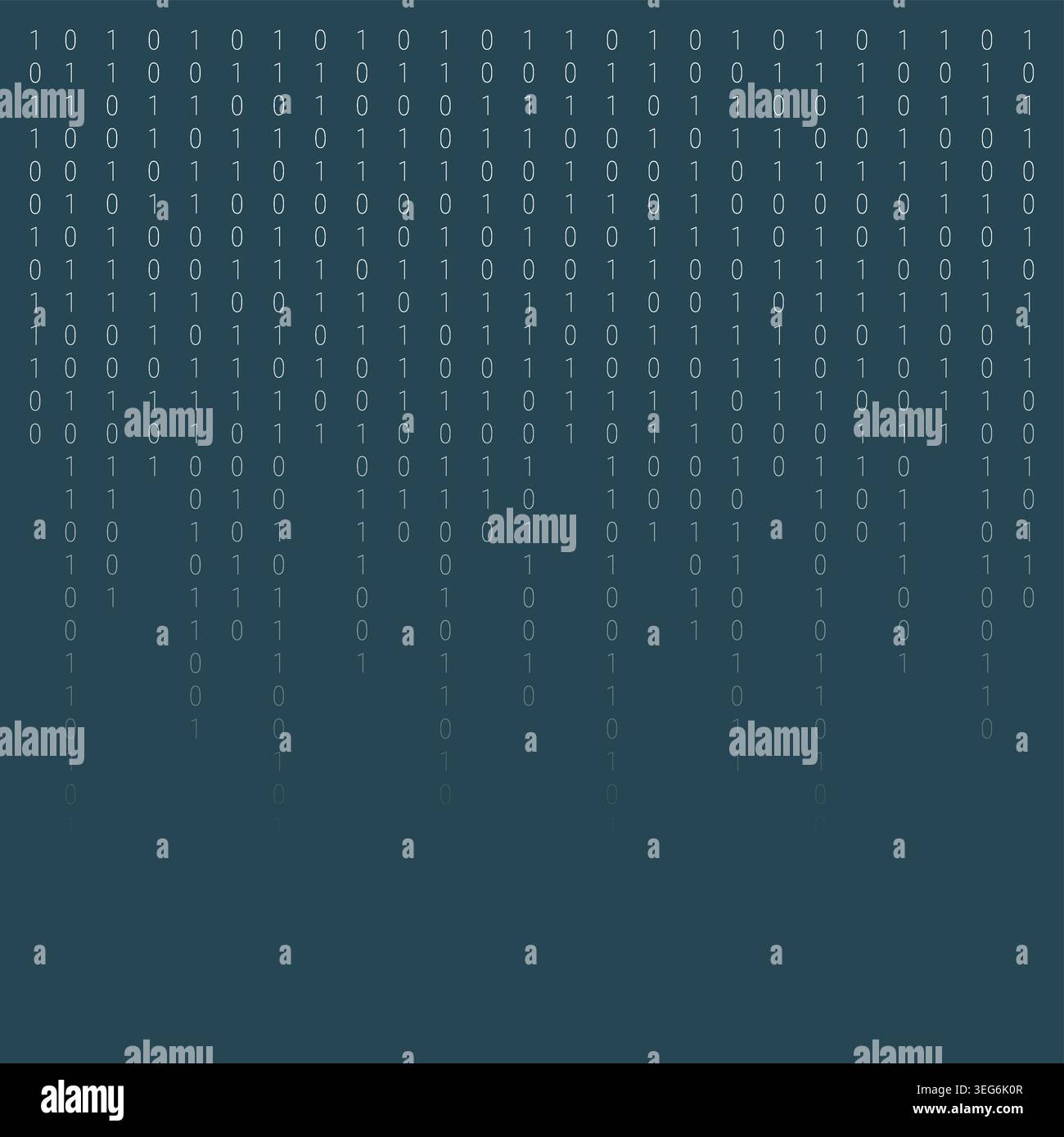 Minimalist binary code background matrix. Falling zeros and ones on a dark teal field Stock Vector