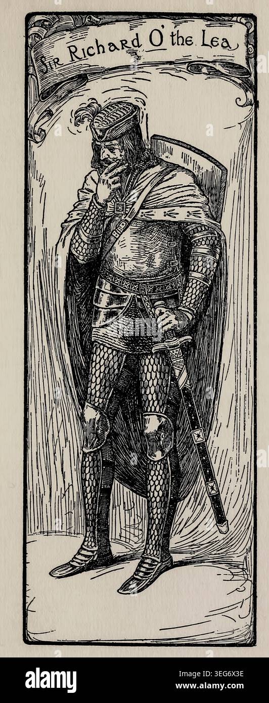 Louis Rhead Knight Sir Richard O' the Lea, a medieval English knight in full armor and ...
