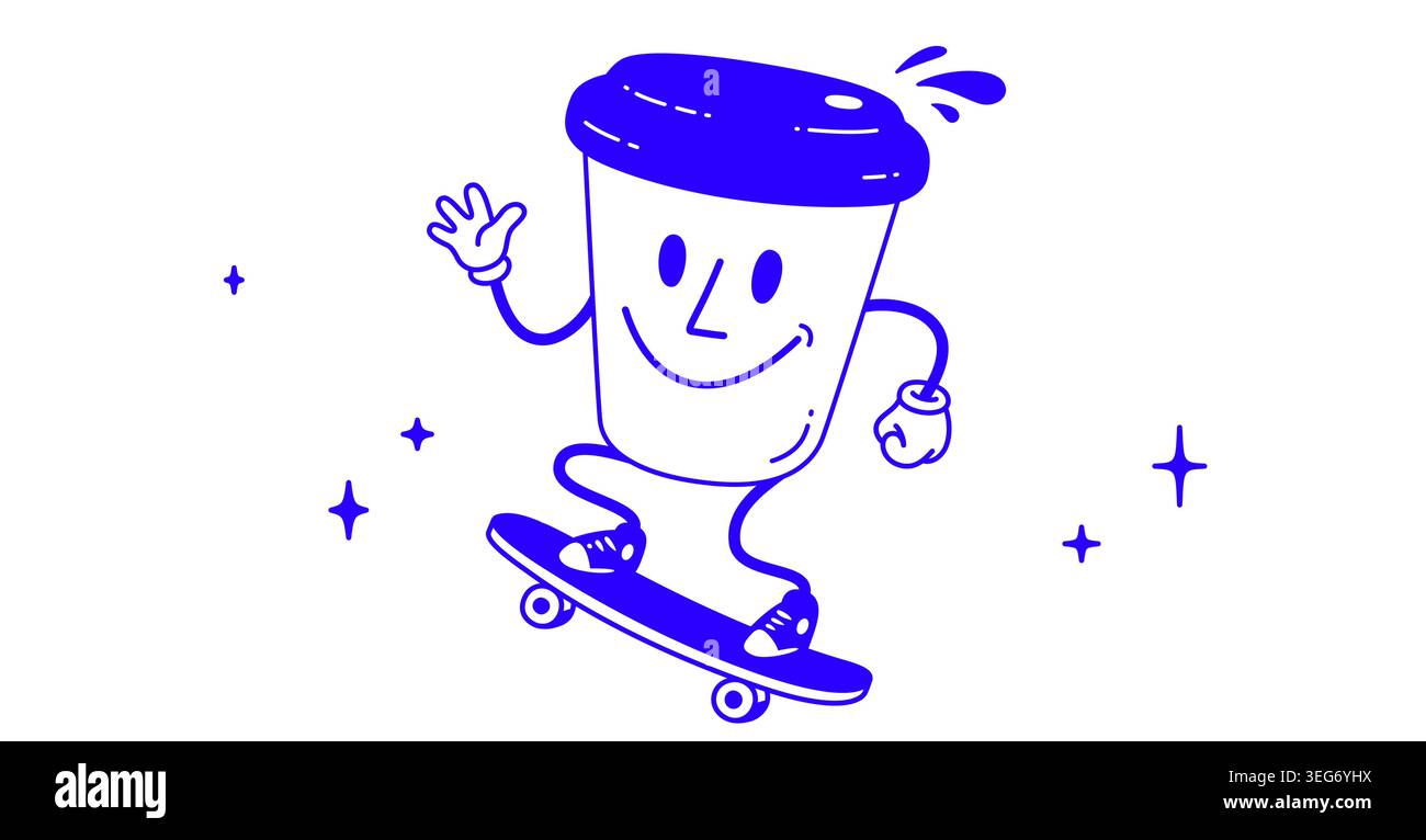 Coffee cup, funny character mascot Stock Vector