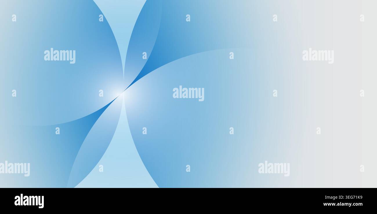 Smooth overlapping translucent circles and flowing curves in light blue and white gradient tones. Ideal for web banners, landing pages, brochures, boo Stock Vector