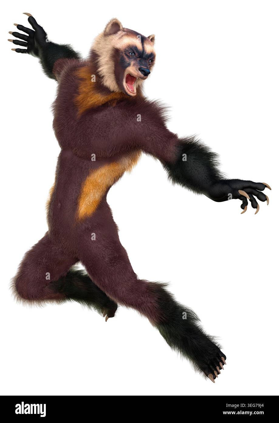 3D rendering of a wolverine man isolated on white background Stock ...