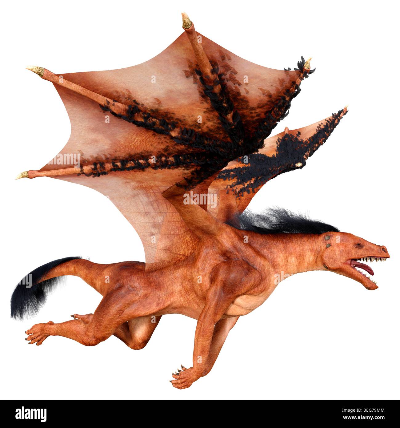 3D rendering of a fantasy dragon isolated on white background Stock ...