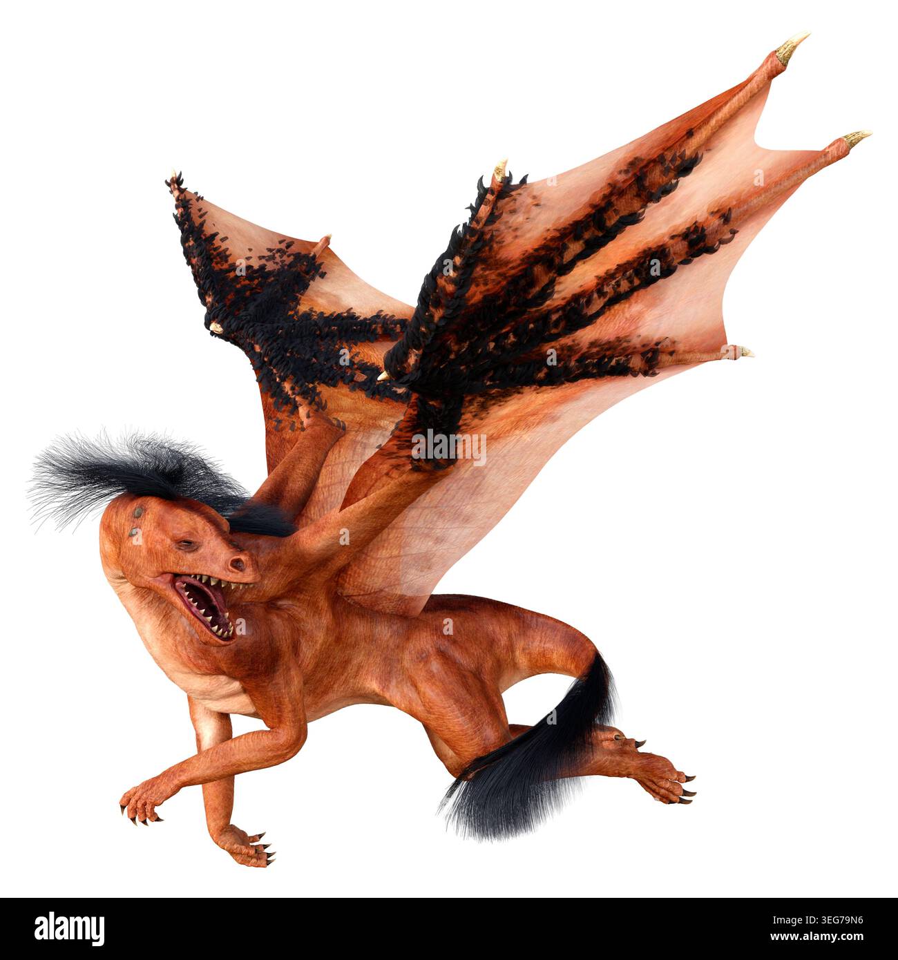 3D rendering of a fantasy dragon isolated on white background Stock ...