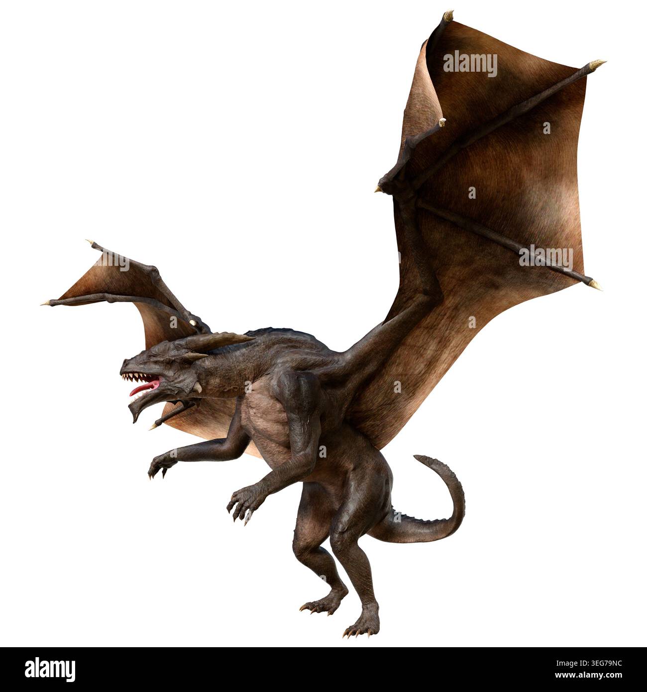 3D rendering of a fantasy dragon isolated on white background Stock ...