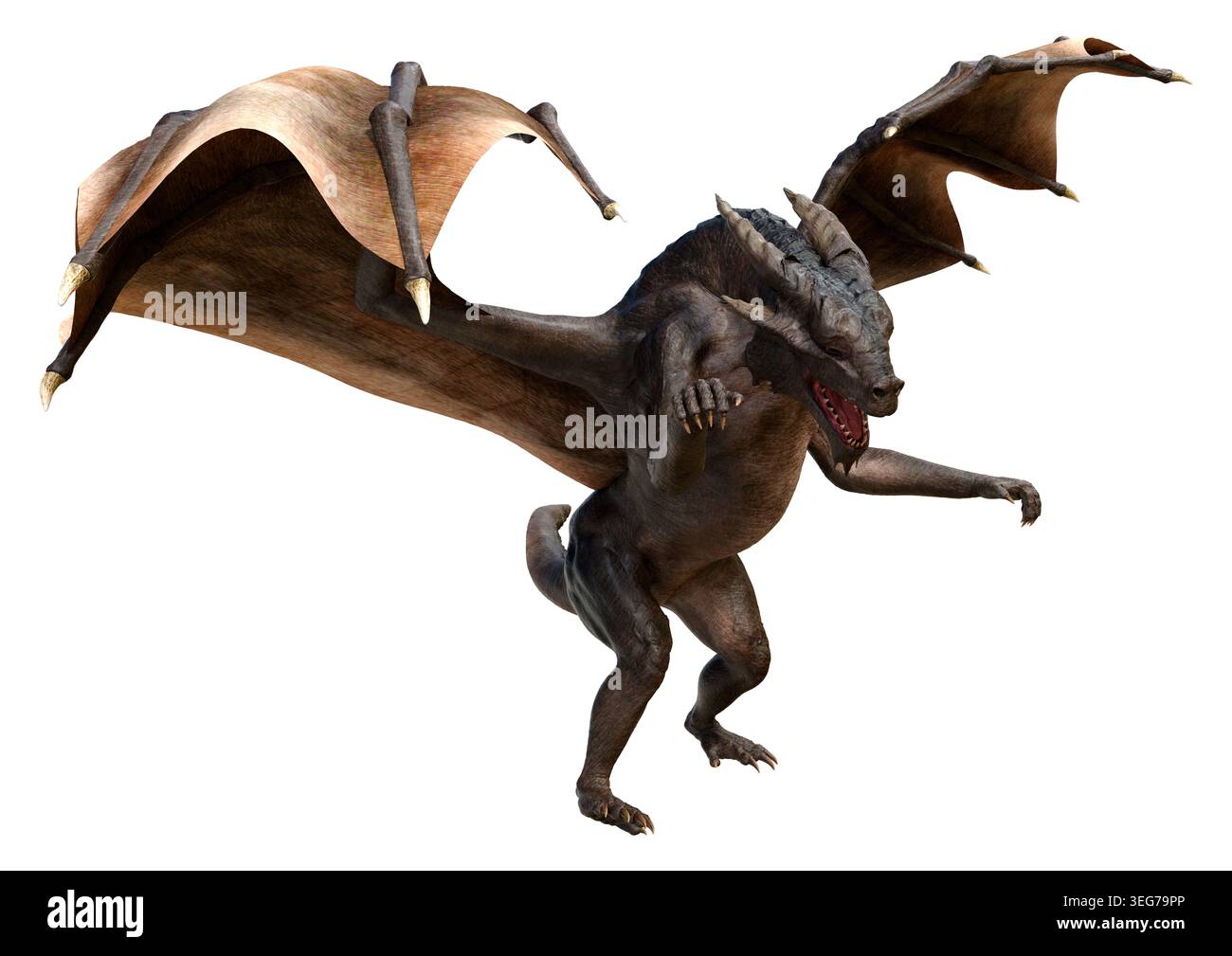 3D rendering of a fantasy dragon isolated on white background Stock ...