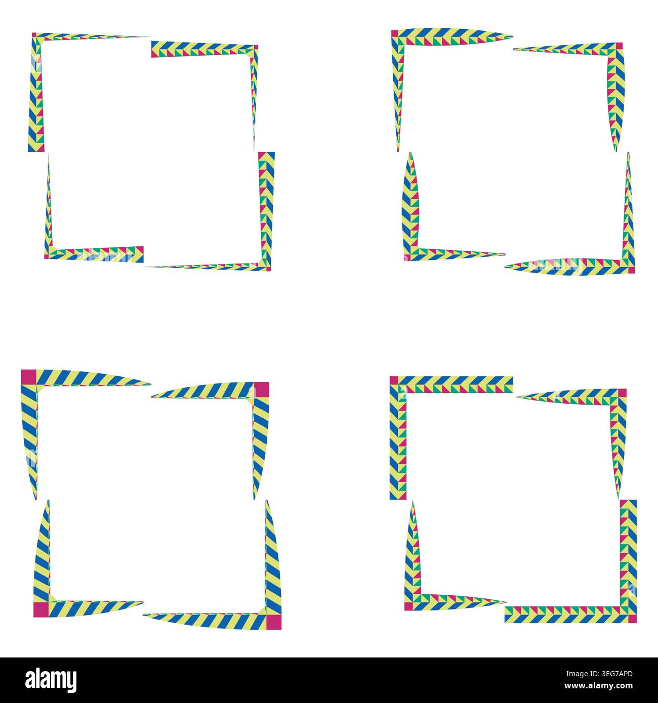 Bright green border. Colorful frame set. Vector corner element. Modern square decoration Stock Vector