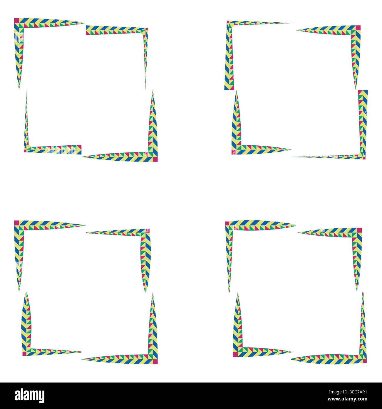Square frames icon. Green dotted border. Decorative outline set. Vector illustration. EPS 10. Stock Vector