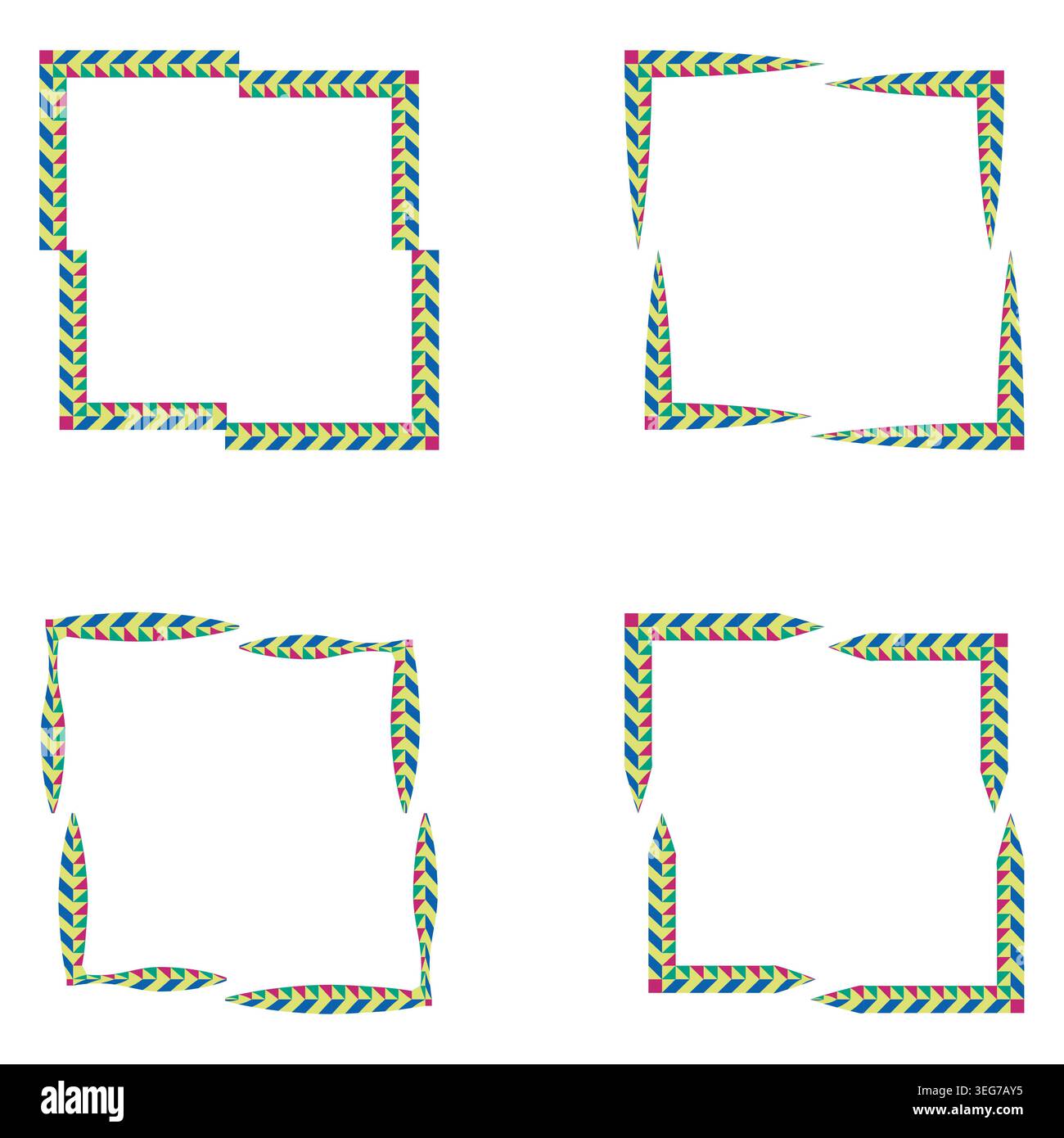Square frames icon. Green dotted border. Decorative outline group. Vector illustration Stock Vector