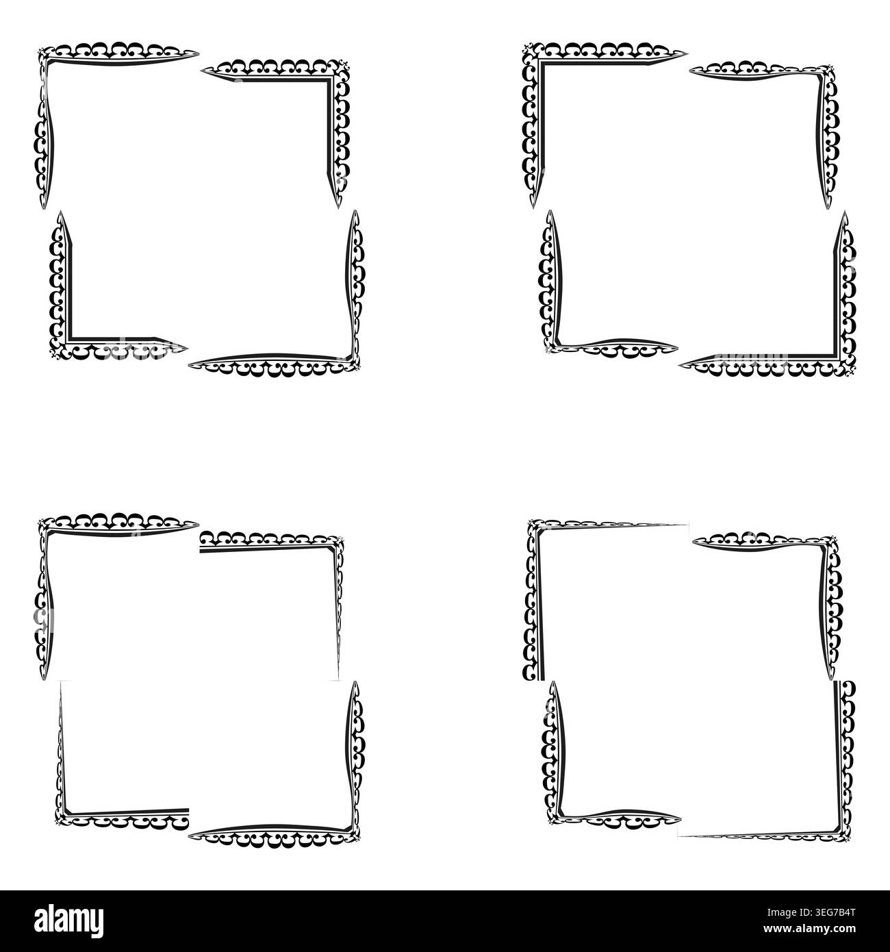 Square frames icon. Gray border set. Decorative outline group. Vector illustration Stock Vector