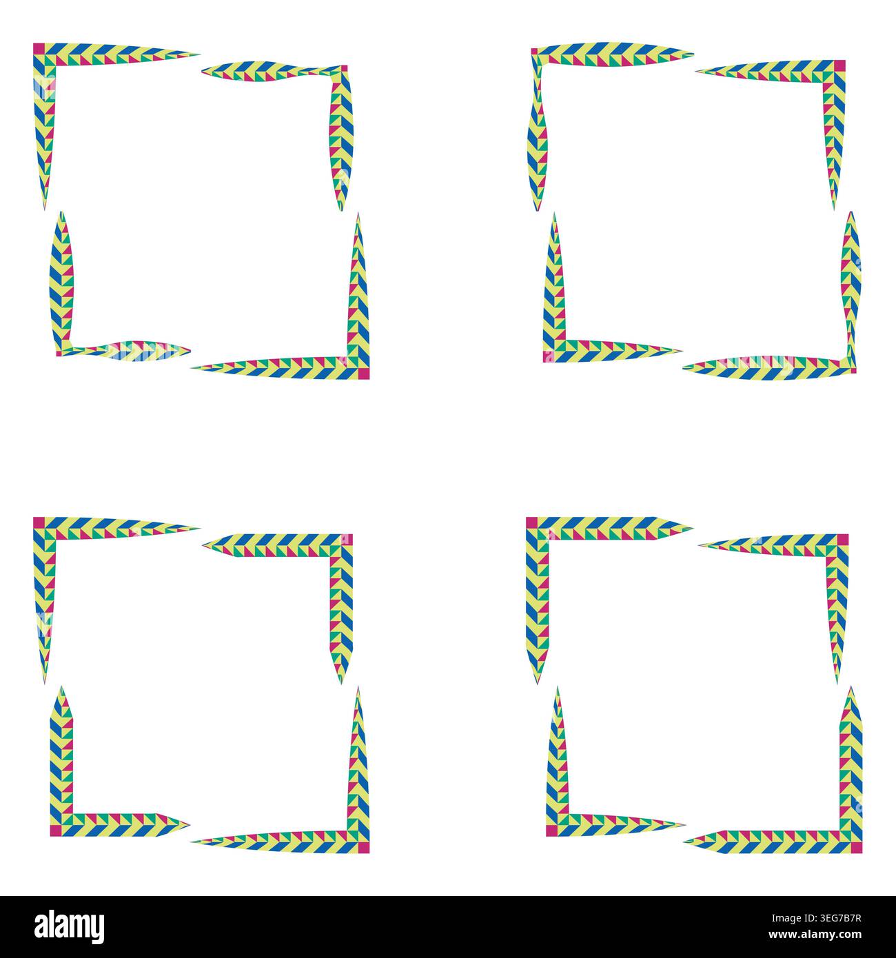Decorative corner frame. Green border collection. Vector pattern design. Elegant ornament set Stock Vector